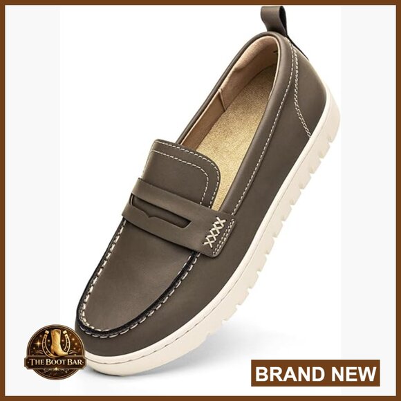 Leather Penny Loafers Slip-On Flats with Arch Support for Office & Casual Wear
